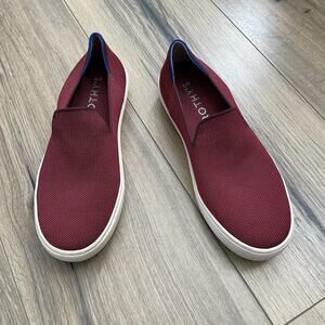 Rothys Red Garnet Size 7 Slip On Sneakers Flat Shoes Maroon Washable Shoes EUC